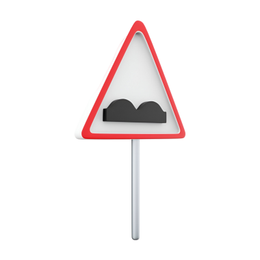 Üçgen şeklinde bir uyarı işareti yolda bir çukurluk ya da depresyon olduğunu gösteriyor..