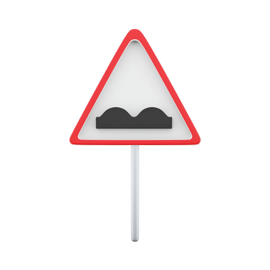 İleride düz ya da düz olmayan bir yol yüzeyi olduğunu gösteren bir trafik uyarısı.