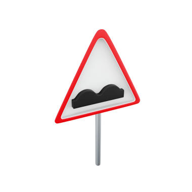 Yol güvenliği için tasarlanmış, düz ya da düz olmayan bir yüzeyi gösteren üçgen bir uyarı işareti..
