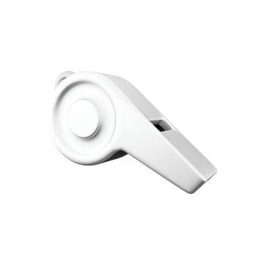 Sinyal vermek ya da iletişim kurmak için tasarlanmış beyaz bir düdük..