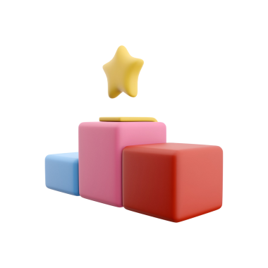 Üzerinde yıldız olan renkli geometrik bloklar, başarıyı ya da oyunculuğu simgeliyor..