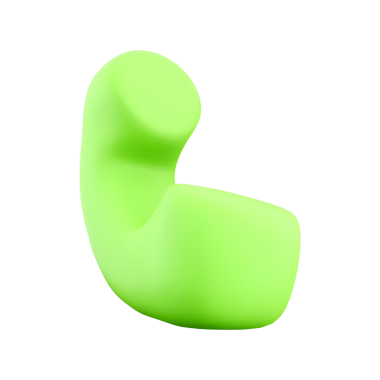 Modern bir tasarım sergileyen, esnek bir kol ya da kası andıran stilize edilmiş yeşil bir nesne..