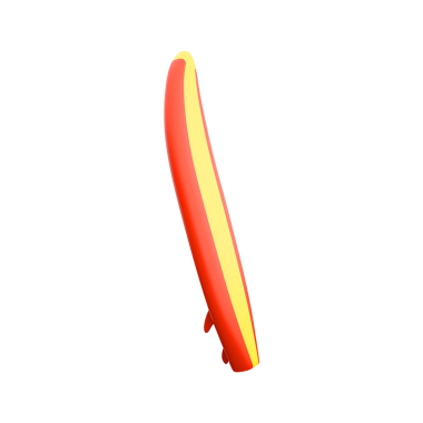 Dalgalarda sörf yapmak için tasarlanmış canlı bir sörf tahtası. Su sporu meraklıları için mükemmel ve modern bir şekil sunuyor..