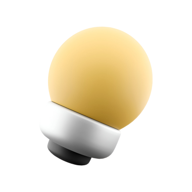 Yuvarlak sarı bir ampul ve modern dekor için uygun beyaz tabanlı minimalist bir lamba tasarımı..