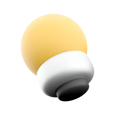 Sarı kapaklı ve beyaz tabanlı minimalist bir ampul tasarımı modern bir estetik....