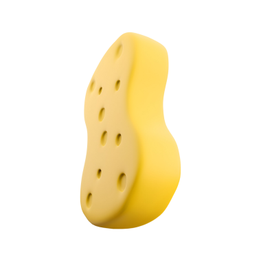 Delikleri olan sarı bir sünger. Genellikle sıvıları temizlemek ve emmek için kullanılır..