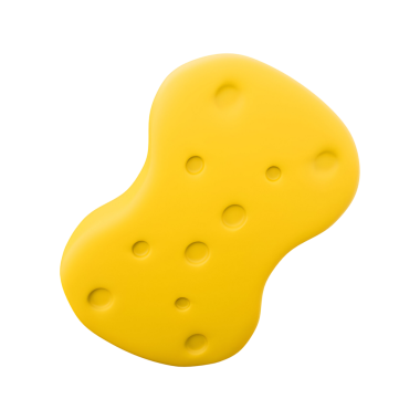 Kalıplı yüzeyi olan sarı bir sünger. Genellikle temizlik ya da sıvıları emmek için kullanılır..