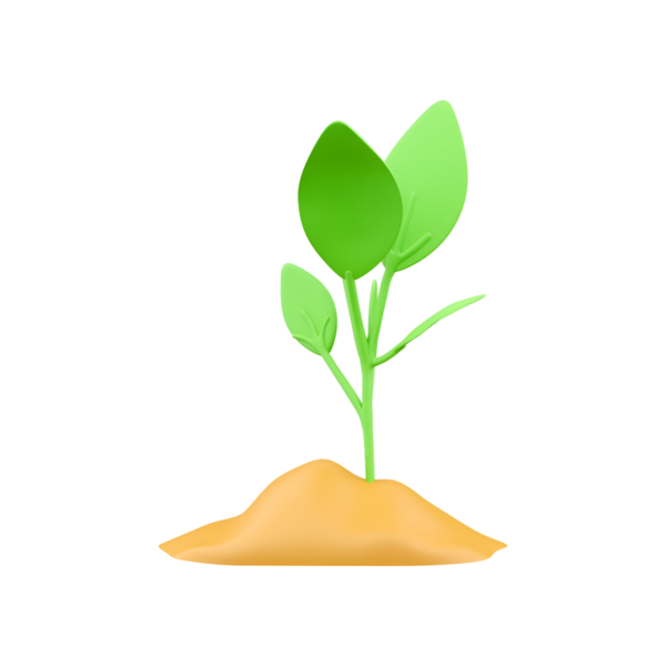 Toprak yığınından yapraklar büyüyen küçük yeşil bir bitki. Büyümeyi ve doğayı simgeliyor..