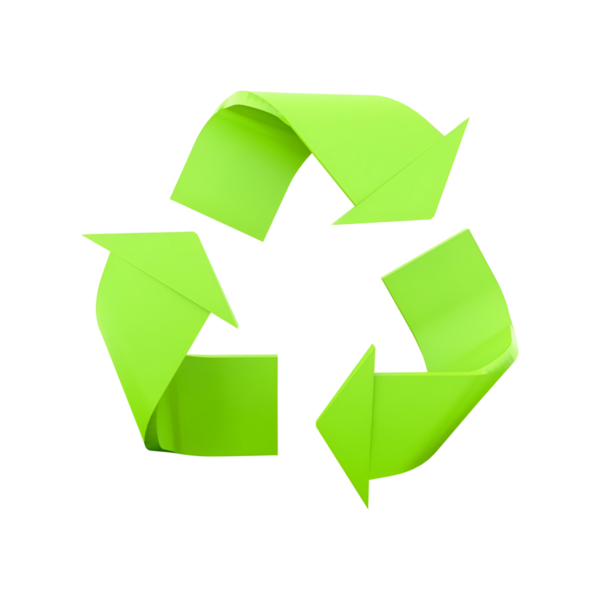 Sürdürülebilirliği ve çevresel farkındalığı temsil eden yeşil bir geri dönüşüm sembolü.