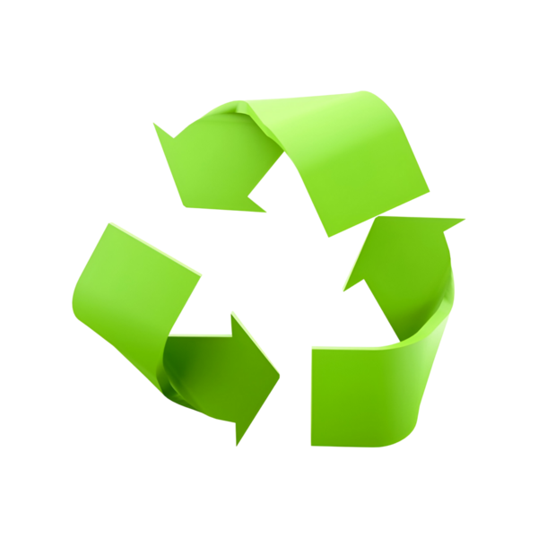 Sürdürülebilirliği ve çevresel farkındalığı temsil eden üç eğri oktan oluşan yeşil bir geri dönüşüm sembolü.