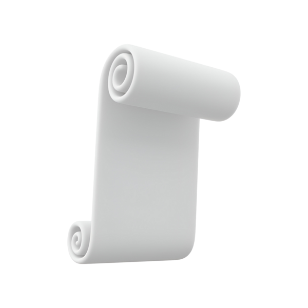 Dolandırılmış beyaz kağıt parşömeni, belgelemeyi ya da yazmayı simgeliyor.