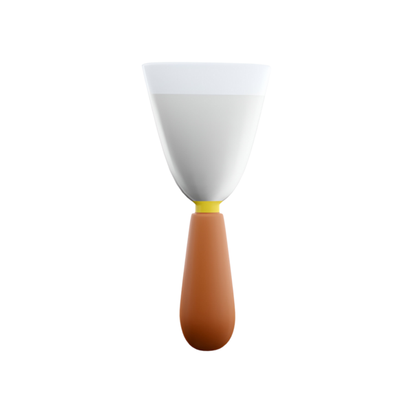 Beyaz bir kase ve kahverengi saplı bir kepçe aleti. Genellikle yiyecek servisinde ya da ölçümlerde kullanılır..