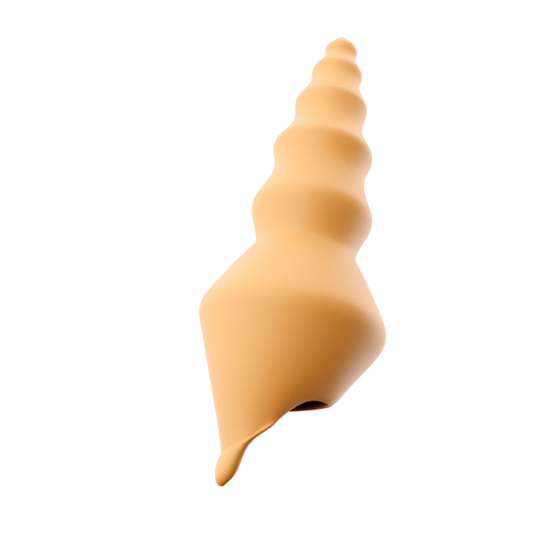 Pürüzsüz bir yüzeyi ve yumuşak rengi olan, deniz yaşamını ve doğal güzelliği temsil eden stilize, sarmal bir deniz kabuğu..