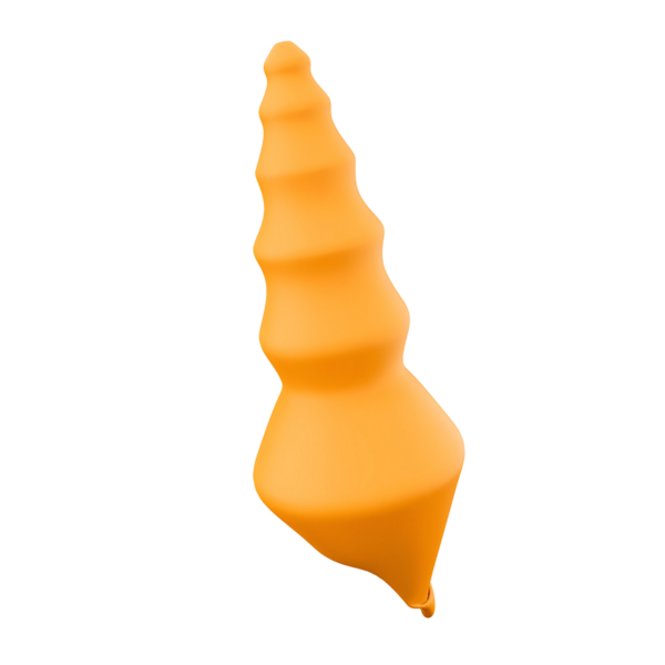 Sarmal şekilli biçimlendirilmiş turuncu bir deniz kabuğu pürüzsüz bir yüzey ve canlı bir renk sergiliyor..