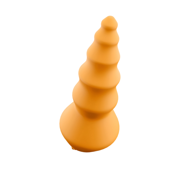 Bir dizi istiflenmiş, yuvarlak katlı, turuncu koni şeklindeki nesne.