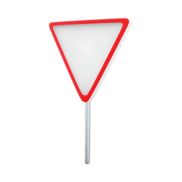 Kırmızı kenarlı üçgen bir trafik levhası, bir verim veya sürücülere yol verme talimatı verir.