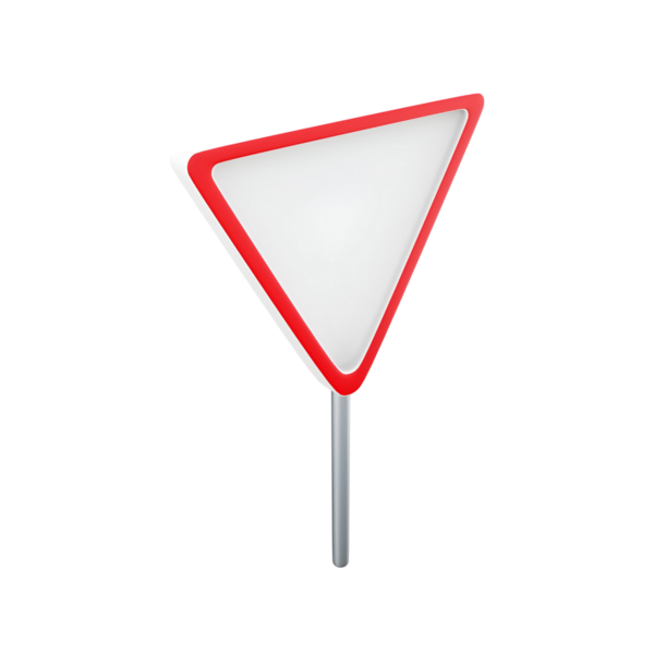 Kırmızı kenarlı üçgen trafik işareti, sürücülere yol verimini veya yol verme talimatını gösterir.