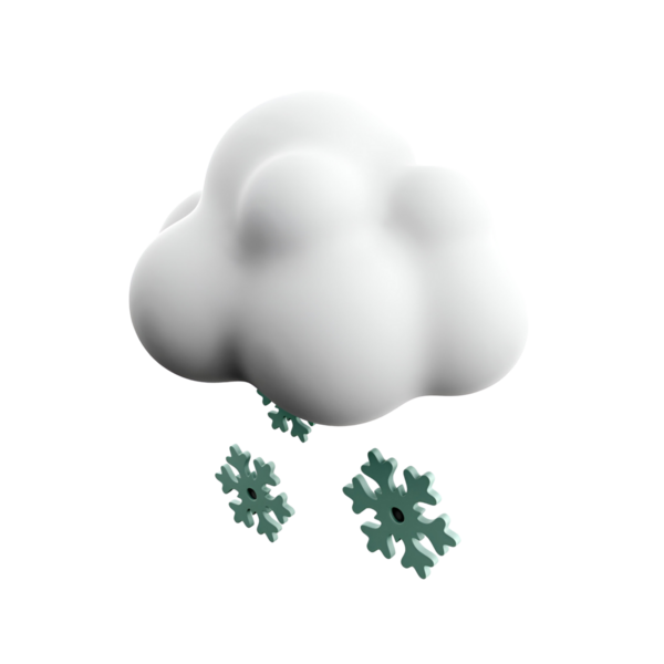 İçinde kar taneleri olan stilize bir bulut. Kış havasını ya da soğuk havayı temsil ediyor..
