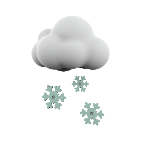 Kar taneleri düşen, kış havasını temsil eden stilize bir bulut..