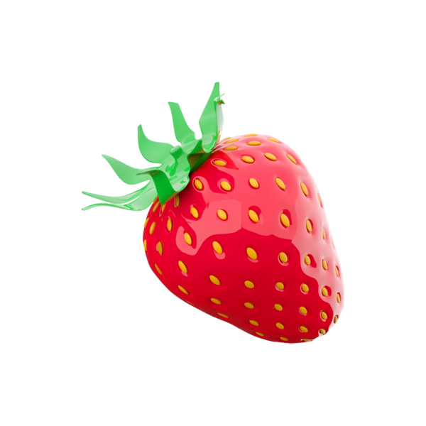 Yeşil yapraklı canlı, parlak kırmızı bir çilek, tazeliği ve sağlığı simgeliyor..