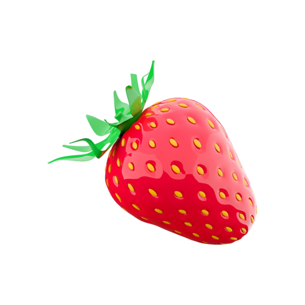 Canlı, yeşil yapraklı, parlak bir çilek. Çekici dokusunu ve rengini sergiliyor..