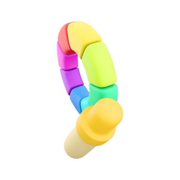 Çocuk oyunu için tasarlanmış renkli bir oyuncak, ince motor becerileri ve yaratıcılığı destekleyen iç içe geçmiş bölümler içeriyor..