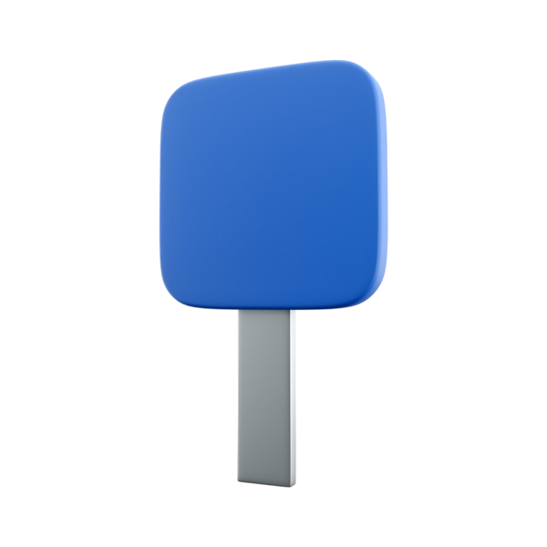 Dikdörtgen şekilli basit bir mavi işaret ve gümüş bir direk, muhtemelen bilgi amaçlı veya yönsel amaçlar için kullanılır..