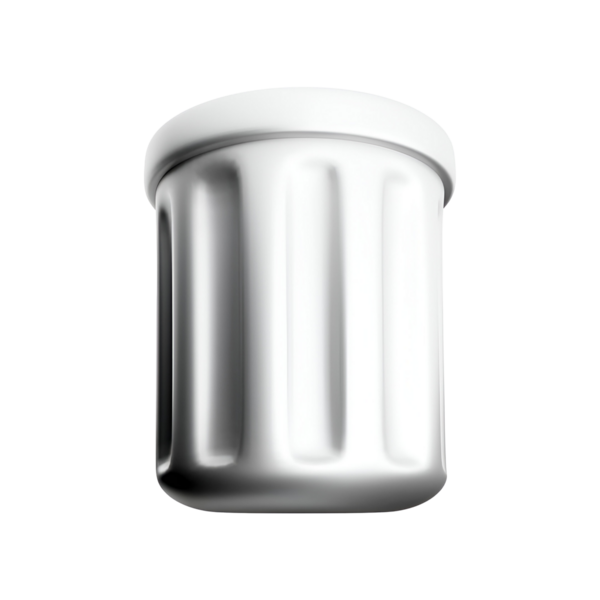 Dikey çıkıntıları olan basit bir beyaz kap, muhtemelen depolama veya paketleme için kullanılır.