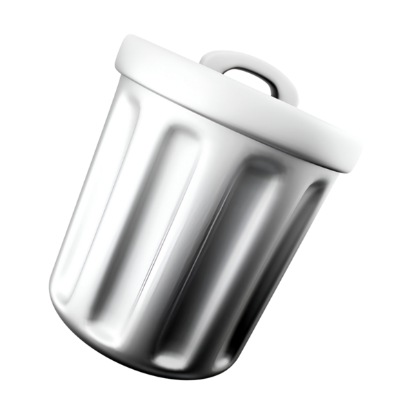 Beyaz kapaklı metalik bir çöp tenekesi atık bertaraf ve temizliği sembolize ediyor..