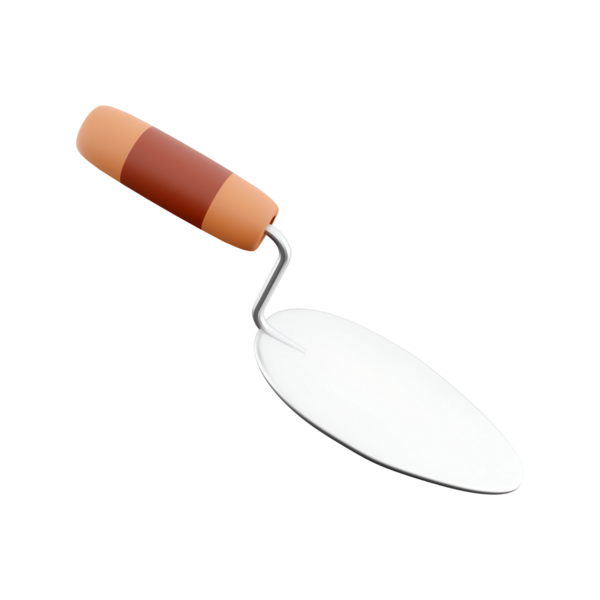 Ahşap saplı metal bir mala, genellikle bahçe ve inşaat işlerinde kullanılır..