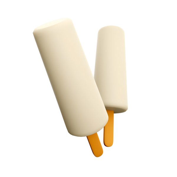 Tahta çubuklarda bir çift kremalı dondurma, sıcak bir günde ferahlatıcı bir ikram için mükemmel..