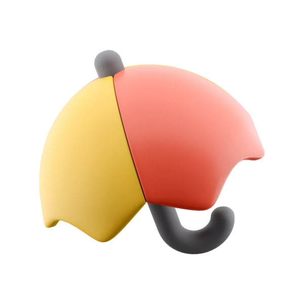 Renkli, stilize bir şemsiye. Sarı ve kırmızı olarak ayrılmış. Yağmurdan ve güneşten korunmayı temsil ediyor..