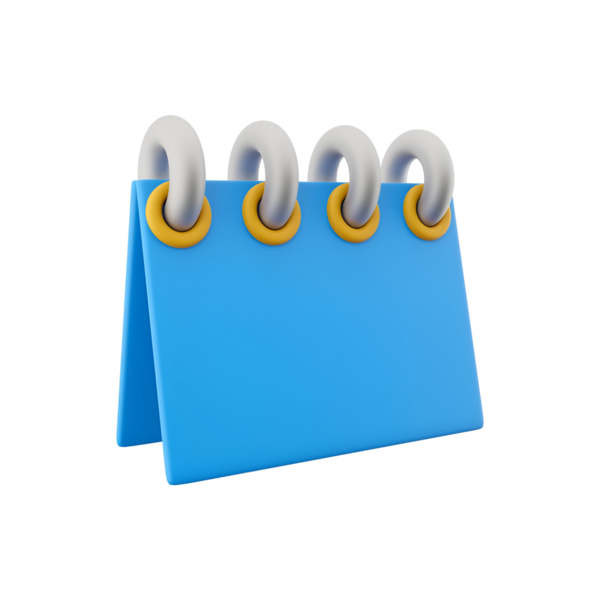 Belge veya notları düzenlemek için kullanılan metal halkalı mavi bir klasör.