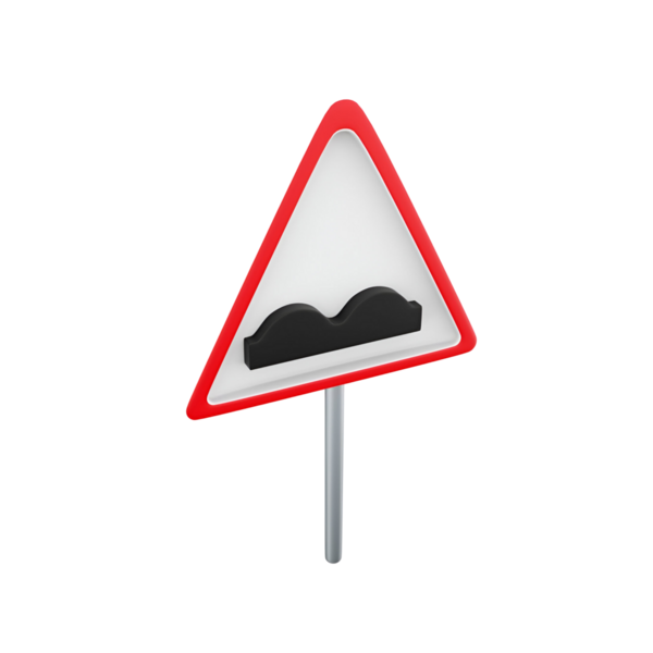 Yol güvenliği için tasarlanmış, düz ya da düz olmayan bir yüzeyi gösteren üçgen bir uyarı işareti..