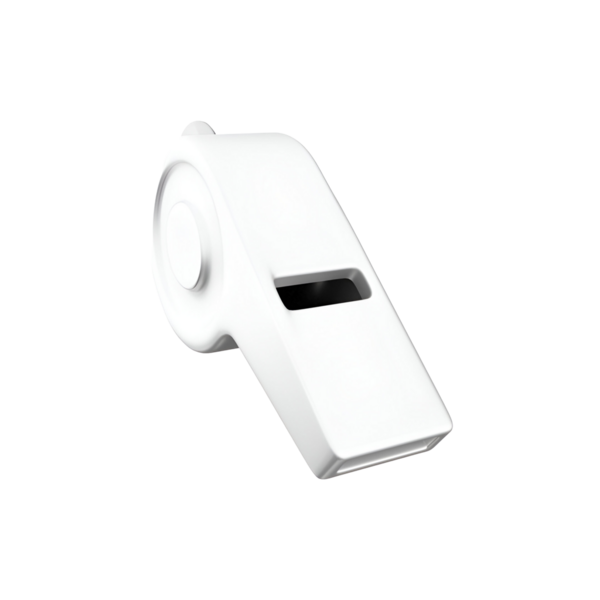 Genellikle spor ya da acil durumlarda kullanılan sinyal ya da iletişim amacıyla tasarlanmış beyaz bir düdük..