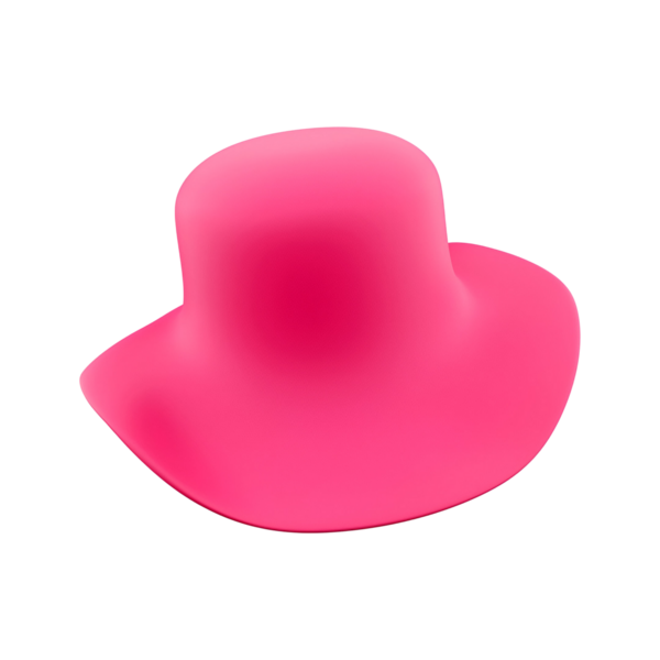 Geniş kenarlı parlak pembe bir şapka, güneş koruması için mükemmel ve her kıyafete renk katıyor..