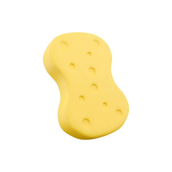 Kalıplı yüzeyi olan sarı bir sünger. Genellikle temizlik ve sıvıları emmek için kullanılır..