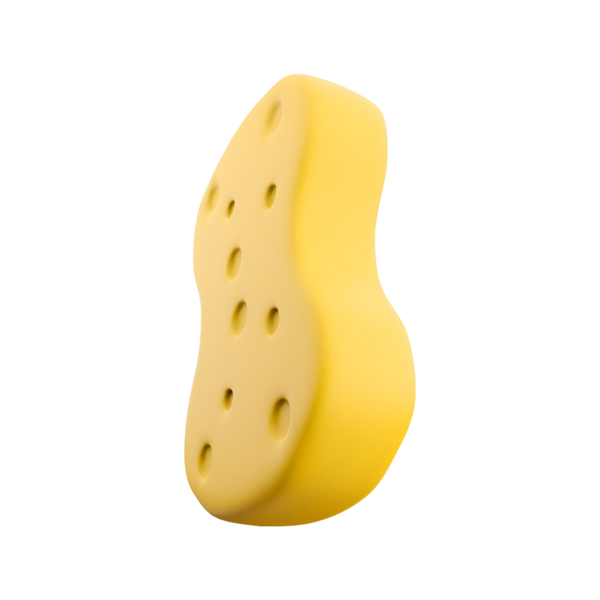 Delikleri olan sarı bir sünger. Genellikle sıvıları temizlemek ve emmek için kullanılır..