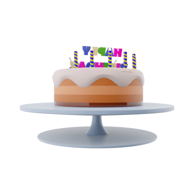 Kutlamalar ve şenlikler için tasarlanmış mumlu renkli bir doğum günü pastası..