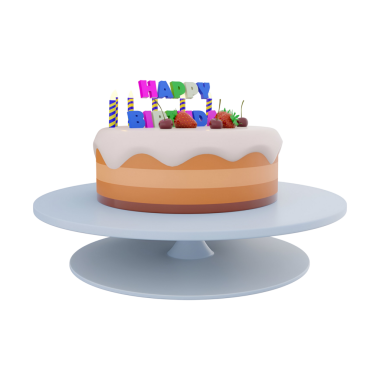 Renkli bir doğum günü pastası, süslemeleri ve mumu var. Doğum gününü kutlamak için mükemmel..