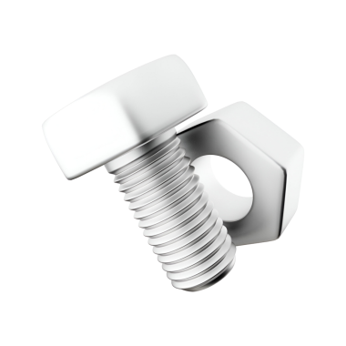 Altıgen başlı parlak bir metal cıvata ve genellikle inşaat ve makinelerde kullanılan başlıklı bir şaft..