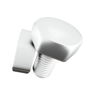 Altıgen başlı bir metalik cıvatanın 3 boyutlu görüntülemesi ve genellikle inşaat ve makinelerde kullanılan başlıklı şaft..