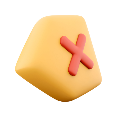 Kırmızı haç sembollü biçimlendirilmiş sarı şekil, muhtemelen bir hatayı veya iptali temsil ediyor..