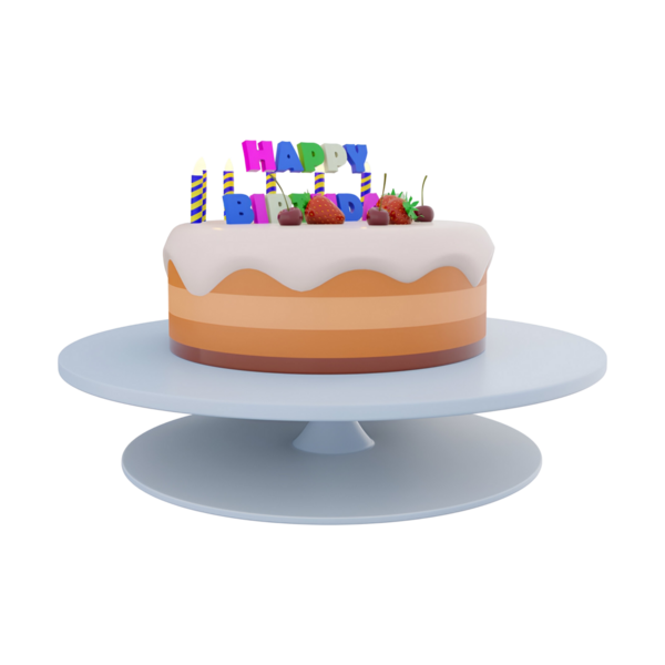 Renkli bir doğum günü pastası, süslemeleri ve mumu var. Doğum gününü kutlamak için mükemmel..