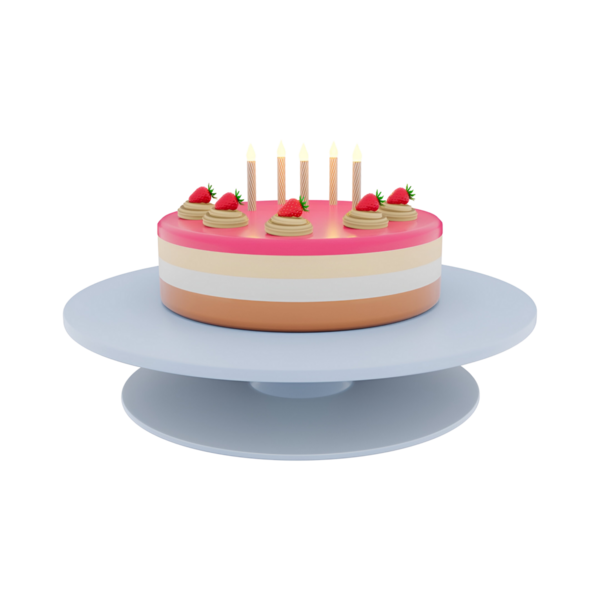 Mum ve çilekli renkli bir pasta. Kutlamalar ve doğum günleri için mükemmel..