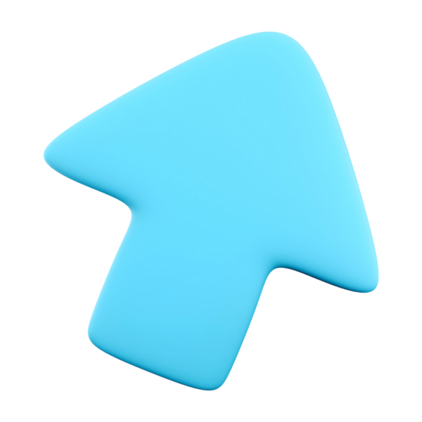 Yukarıyı gösteren stilize edilmiş bir mavi ok, sıklıkla yönü belirtmek ya da artırmak için kullanılır.