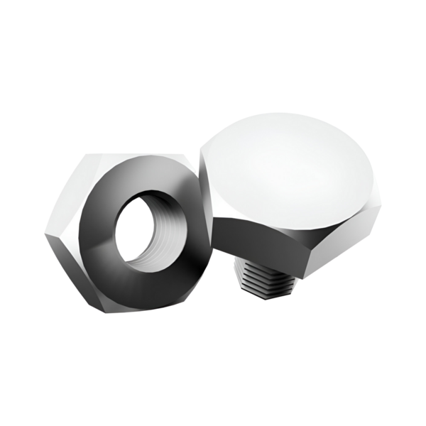 Metalik bir somun ve cıvata, genellikle inşaat ve makinelerde bileşenleri güvenli bir şekilde birleştirmek için kullanılır..