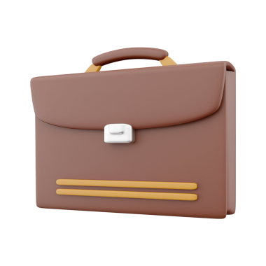 İş ve profesyonelliği sembolize eden saplı ve altın aksanlı kahverengi bir evrak çantası..
