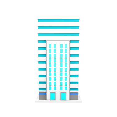 Çok katlı ve çağdaş bir ön cepheli modern bir binanın şık bir tasarımı..