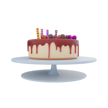 Mumlar ve süslemelerle süslenmiş renkli bir doğum günü pastası. Kutlamalar için mükemmel..